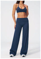 Studio Flare Leggings in Badge Blue – Vanta Blvck women's activewear, Dubai