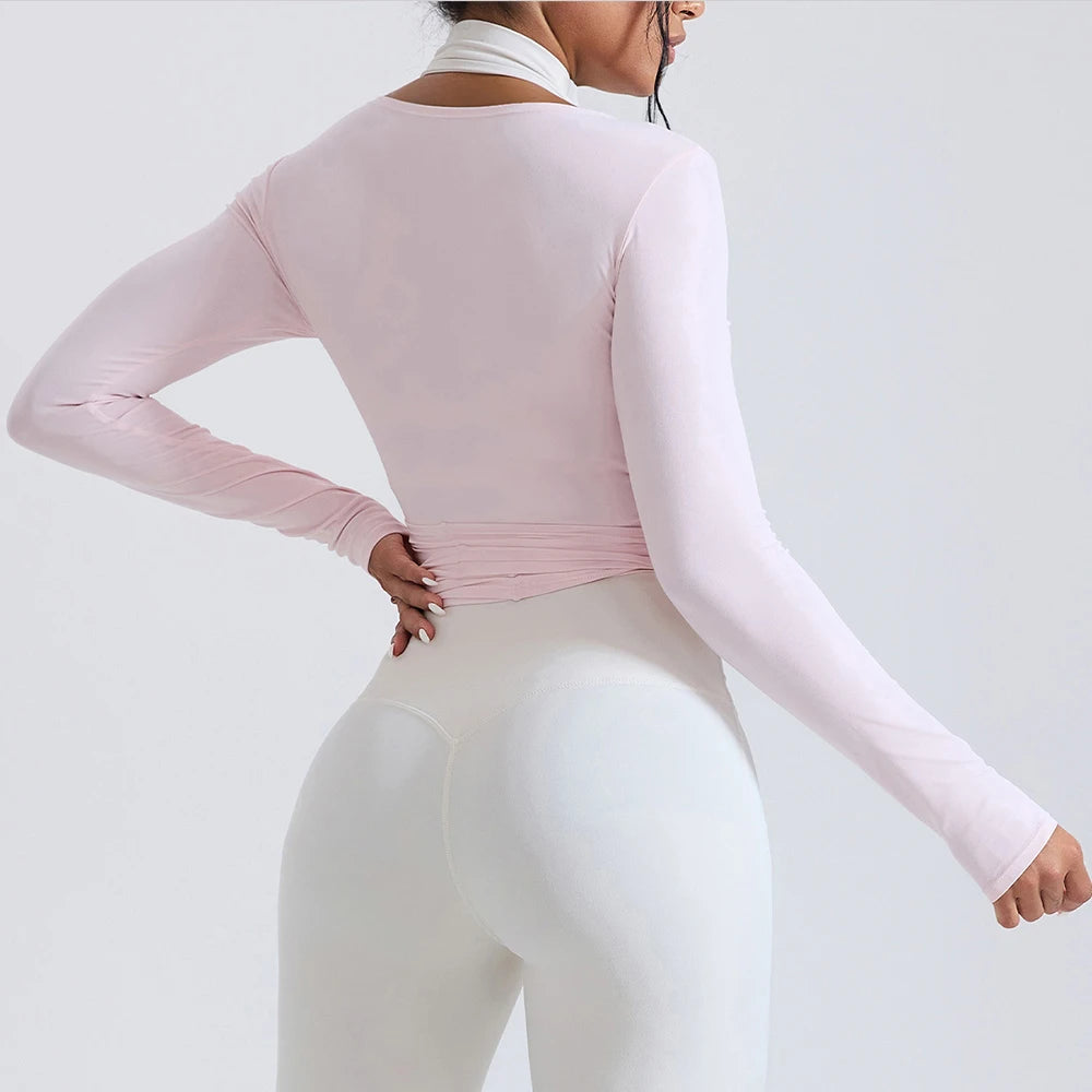 Crossover Strap Long Sleeve Cover-Up