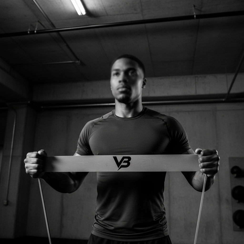 Athlete with VB resistance band - chest exercise