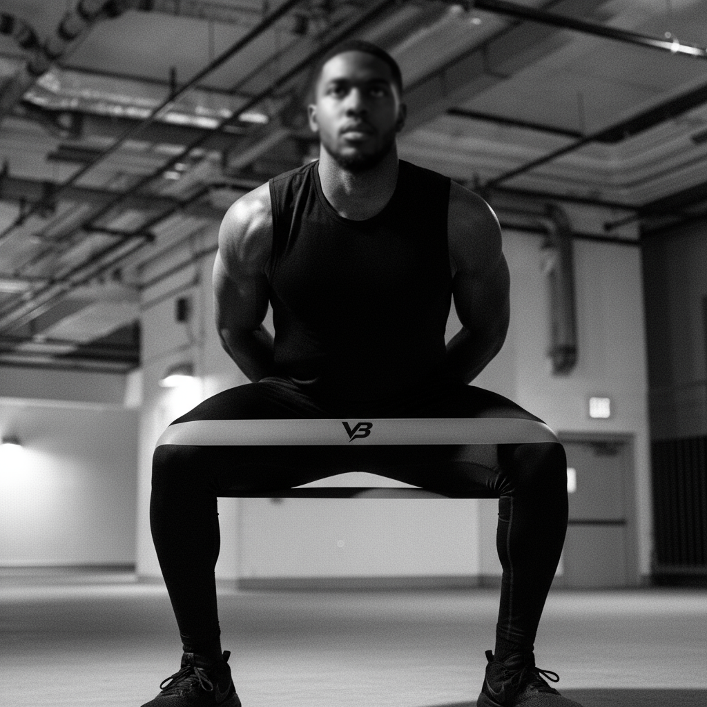 Athlete with VB resistance band - leg exercise