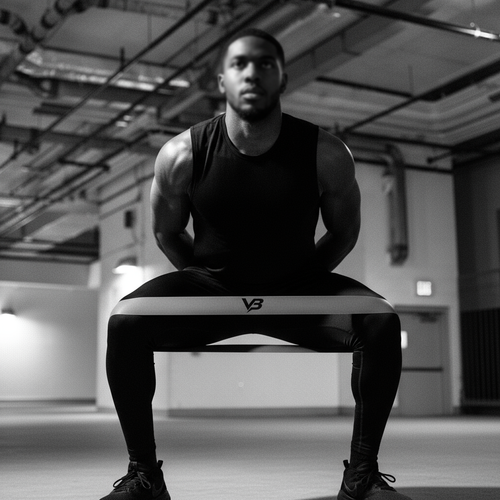 Athlete with VB resistance band - leg exercise