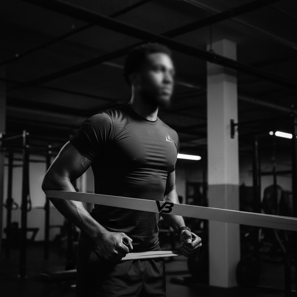 Athlete with VB resistance band - rowing exercise