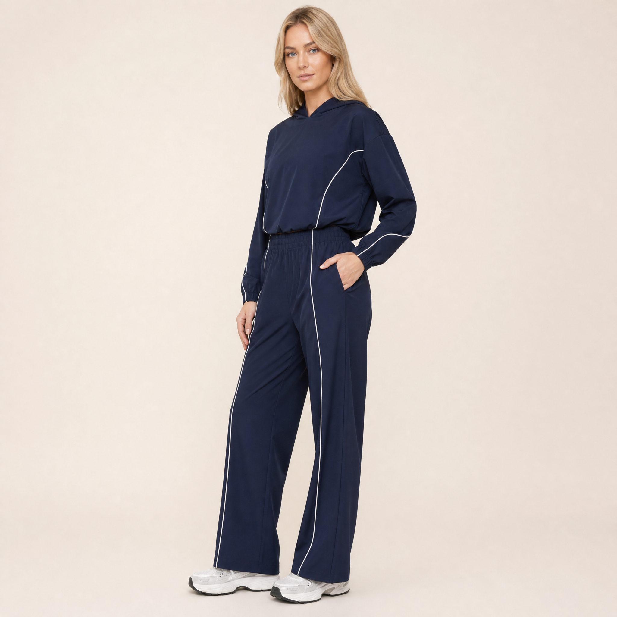 Wide-Leg Flare Leggings — Navy