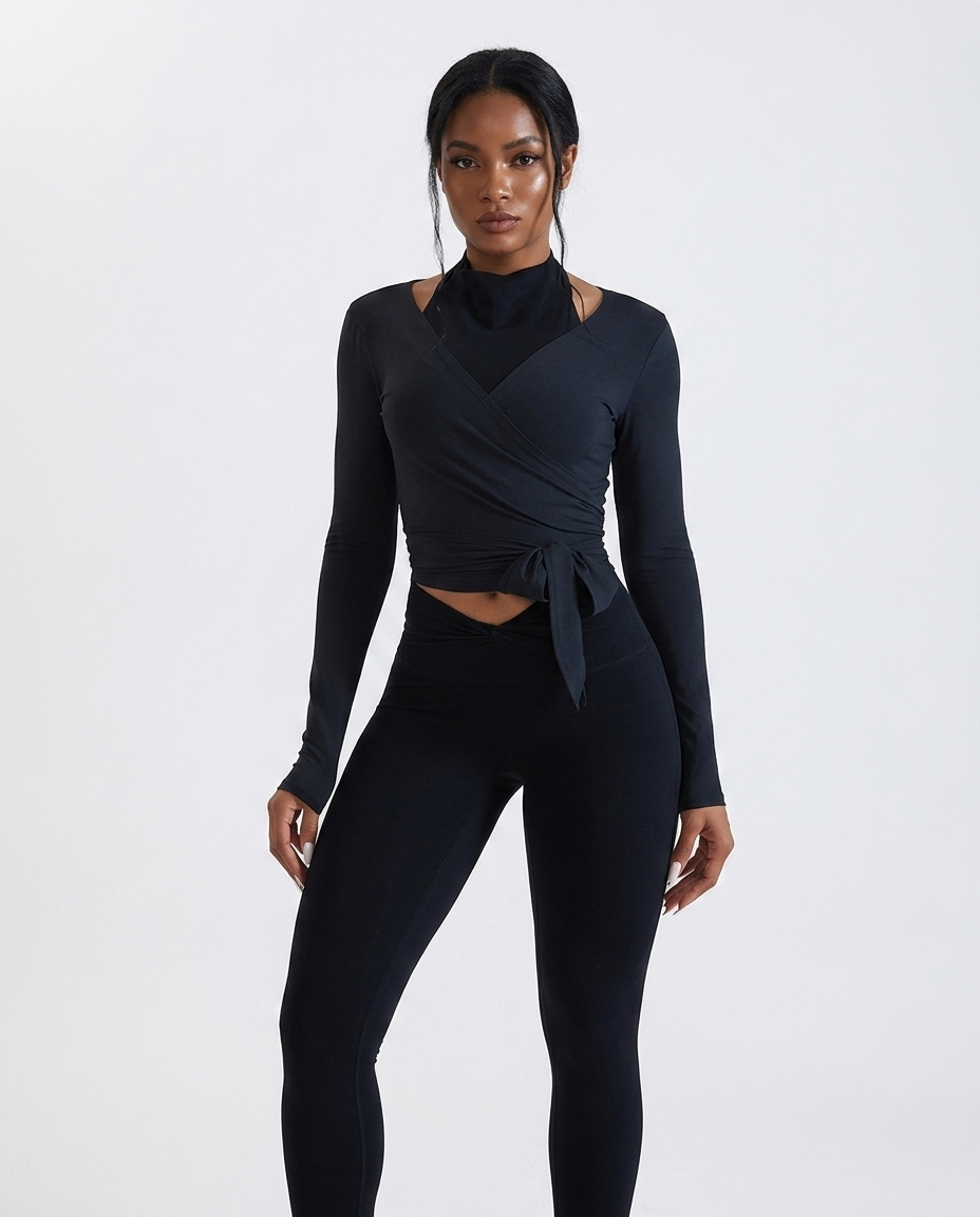 Crossover Strap Long Sleeve Cover-Up