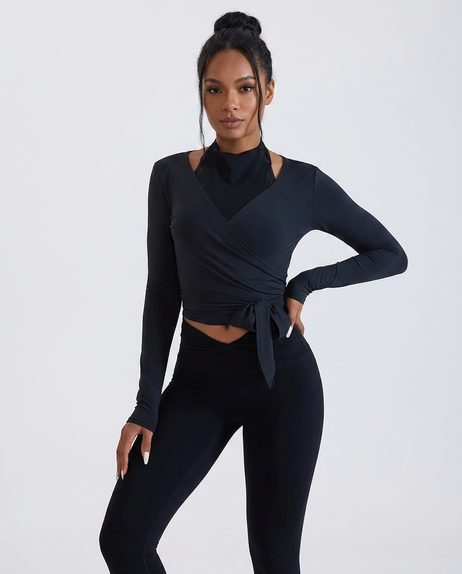 Crossover Strap Long Sleeve Cover-Up