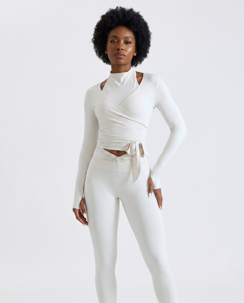 Crossover Strap Long Sleeve Cover-Up