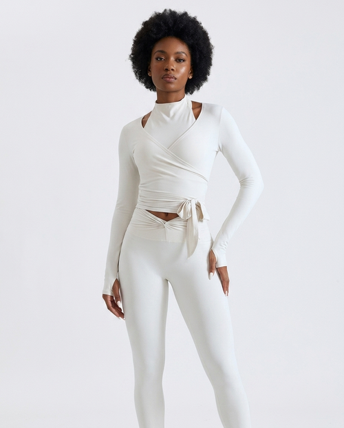 Crossover Strap Long Sleeve Cover-Up