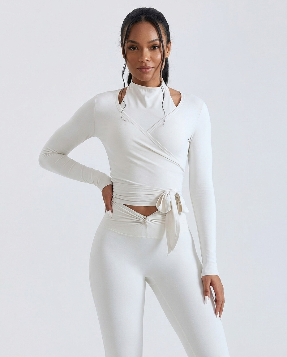 Crossover Strap Long Sleeve Cover-Up