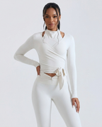 Crossover Strap Long Sleeve Cover-Up