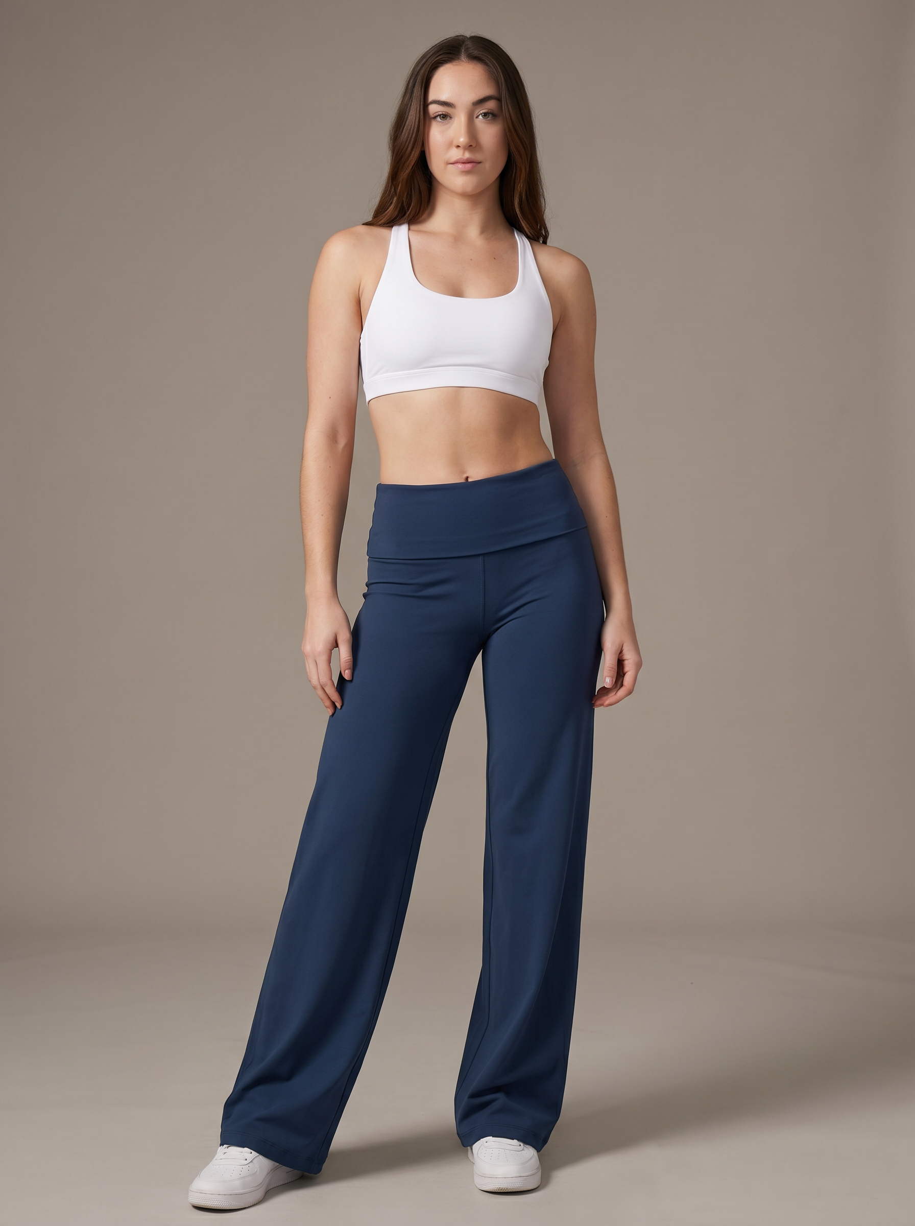 Studio Flare Leggings in Badge Blue – Vanta Blvck women's activewear, Dubai