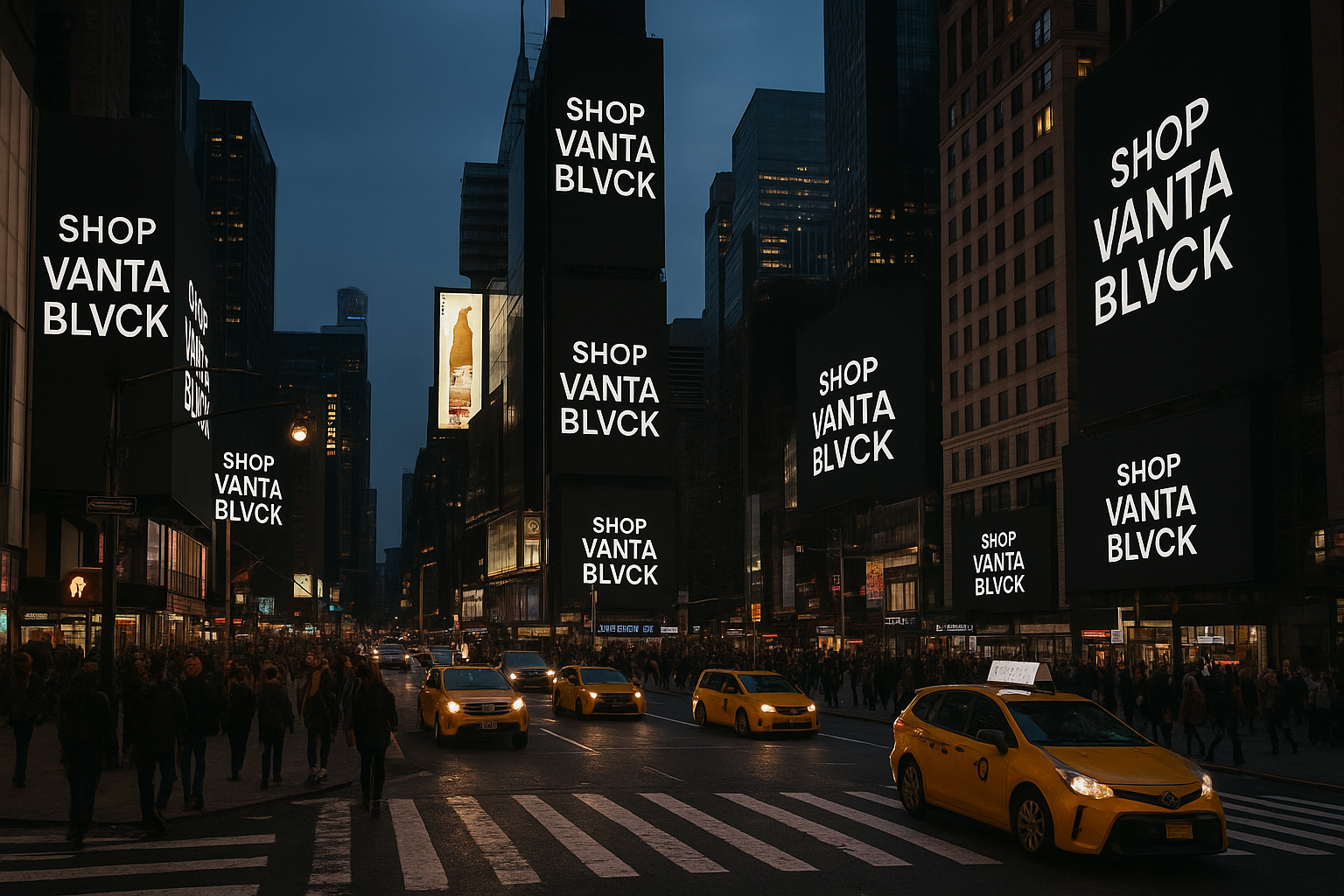Realistic Times Square Hero Image with Vanta Blvck Branding