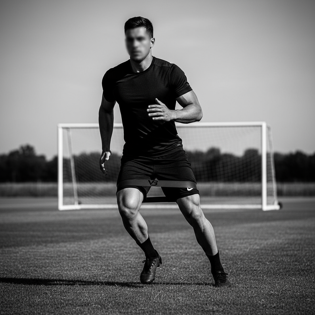Soccer player speed drills with VB resistance band on field